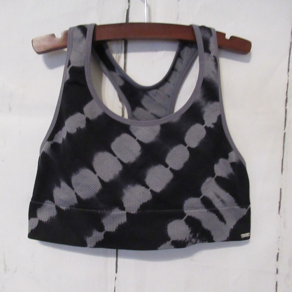 PINK Victorias Secret Sports Bra S Seamless Lightly Lined Active Black Tie Dye